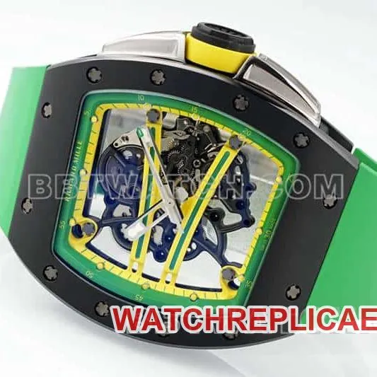 APS factory Richard Mille men's green rubber RM 61-01caseback live photo