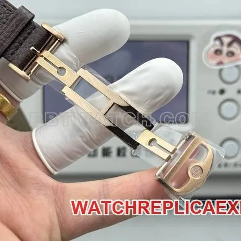 collectible watch Portofino GR factory IWCrose goldwhite dial brown leather strap model side live photo