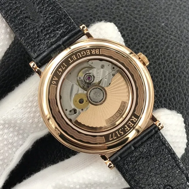 top-tier watch classic series white dial black belt mechanical leather strap men's watch leather strap picture