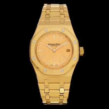 top-tier watch Audemars Piguet super two-hand mechanical movement Royal Oak15202 gold plate yellow bottom men's watch side view