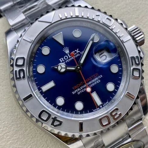 top-tier replicaC factory Rolex blue dial yacht series 3235movement904 stainless steel watch clasp picture