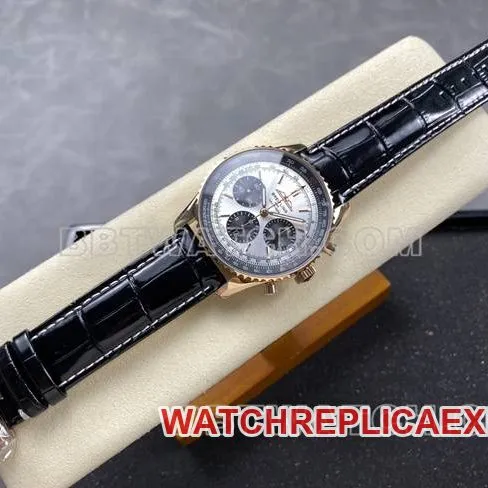 collectible watch aviation chronographBLS factory Breitlingrose gold silver gray plate leather strap model caseback live photo