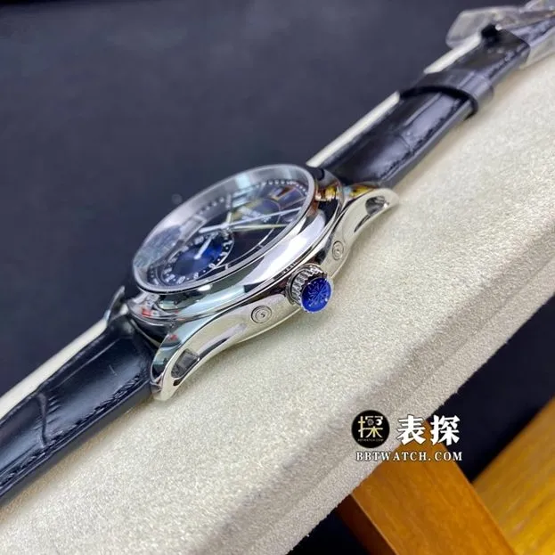KM factory Patek Philippe complex function timepiece 5205G1:1super watch men's blue dialmoon phaseleather strap model pictures and prices side live photo