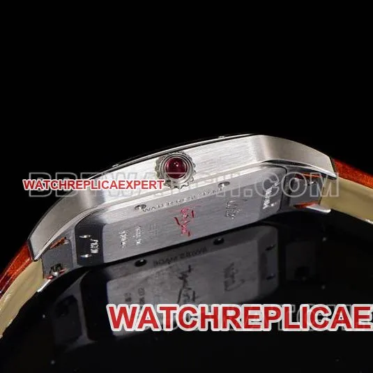 Cartiertop-tier watch F1 factory Santos pink plate leather strap model side live photo