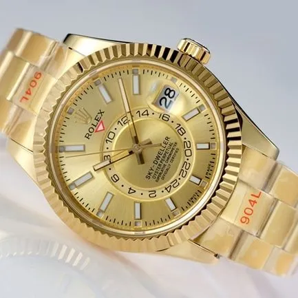 Top-tier watch Rolex men's gold plate gold steel bracelet Navigator series automatic movement watch side view