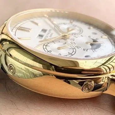 **Top Patek Philippe Copy Men's White Dial Black Strap Grand Complications Chronograph Series Fully Automatic Mechanical Watch Leather Strap Photo**