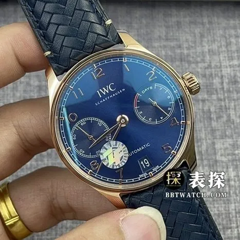 ZF FactoryIWC watch Portugal top-tier 1:1high-quality watch men's blue panda disc leather strap model pictures and prices side live photo