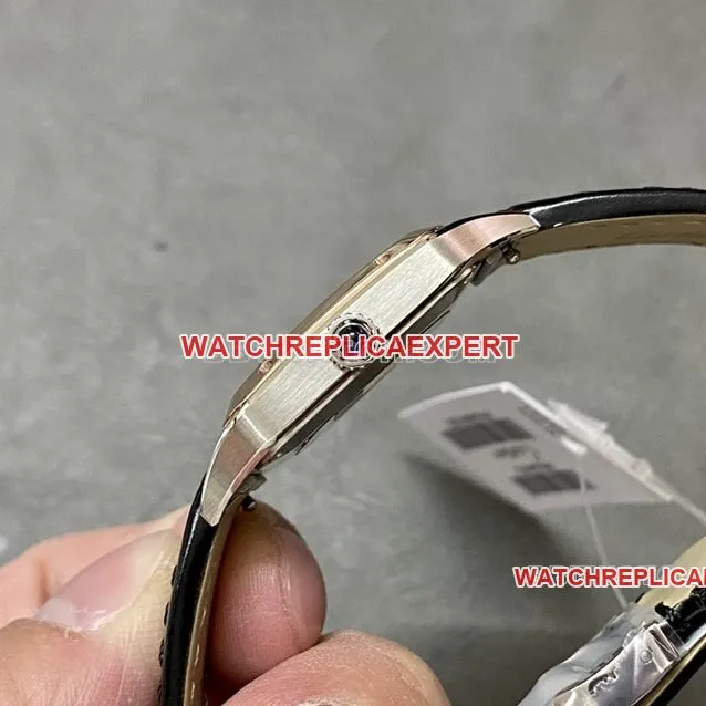 F1 factory Cartier Santos 1:1super clonesilver dialrose gold circle trumpet W2SA0012front live photo