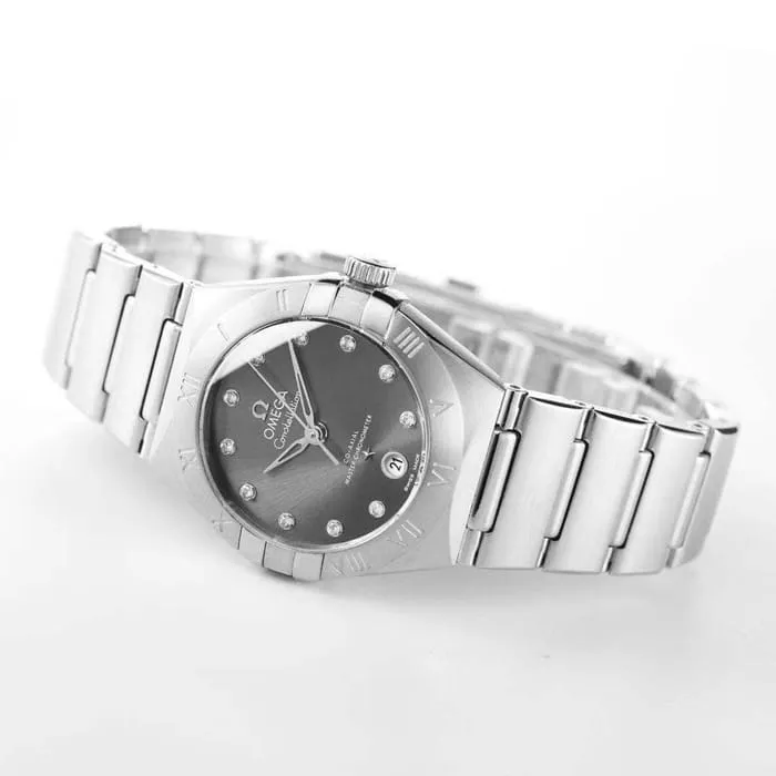 top-tier watch Omega women's black dial constellation series steel bracelet watch detail shots