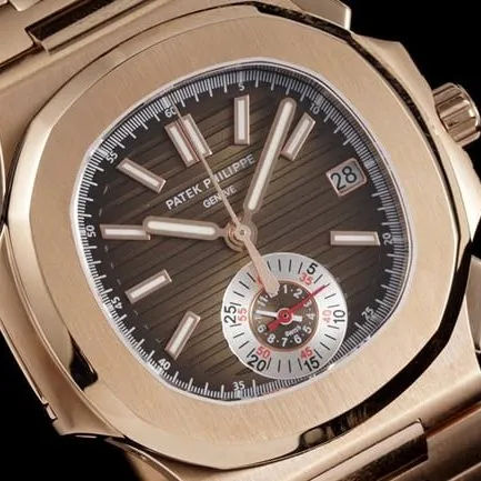3K Factory Patek Philippe collectible watches Men's Black Plate Steel Strap Nautilus Multifunction Chronograph Watch Buckle Figure