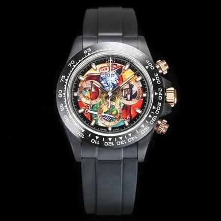 TW factory top-tier replicaRolex men's watch gold plate rubber strap mechanical back cover picture