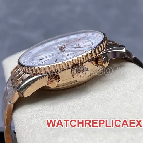 1:1replica watch BLS factory Breitling aviation chronograph silver white dialrose goldsteel bracelet model side live photo