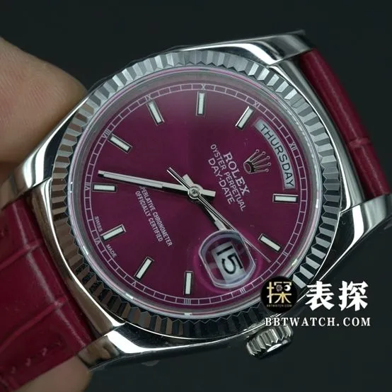 TR factory Rolex Day-Date type watch men's red dial leather strap model pictures and prices overall live photos