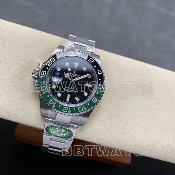 Rolex collectible watch ARF FactoryGMT-MasterGMT green and black circle 3285 three grid link front live photo