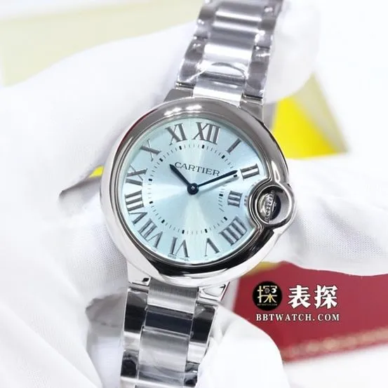 GTG Cartier blue balloon watch ladies light blue dialsteel bracelet model pictures and prices side live photo