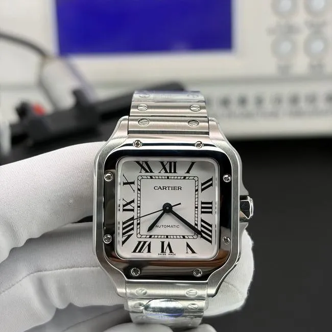 top-tier watch BV factory Santos Cartierwhite dialsteel braceletcaseback live photo