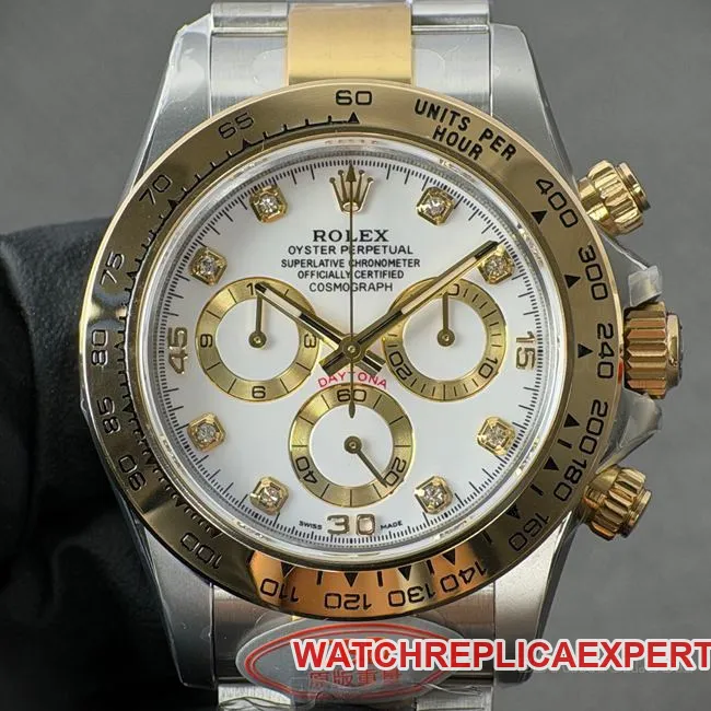 CBD Factory Daytona collectible watch Rolexwhite dial gold steel bracelet4130side live photo