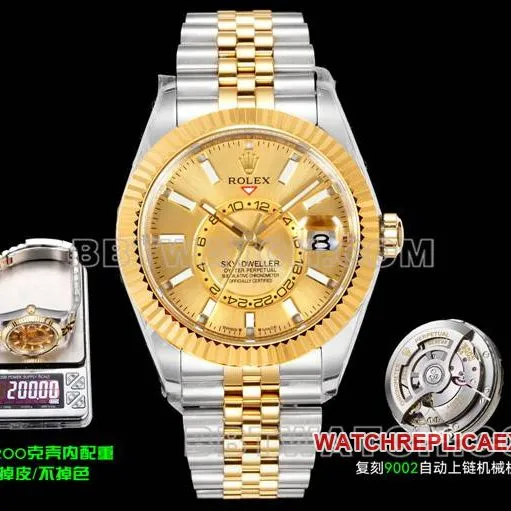 watch RolexAR+ factory pilot gold plate mechanical room gold side live photo