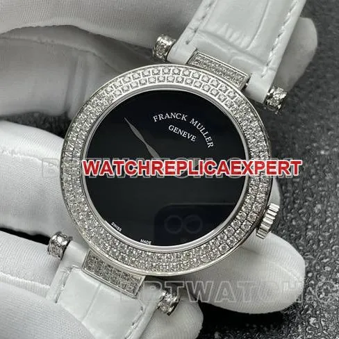 Frank Muller collectible watch quartzABF factory diamond plate gold diamond bezel red leather braceletfront live photo