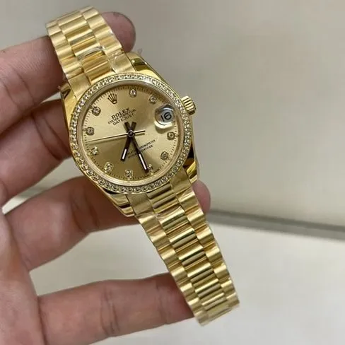 top-tier watch Rolex women's gold steel bracelet South Africa real diamond Datejust31mm watch clasp picture