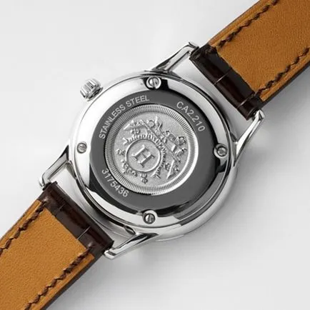 Top-tier Hermès women's white dial black belt quartzleather strap watch side view