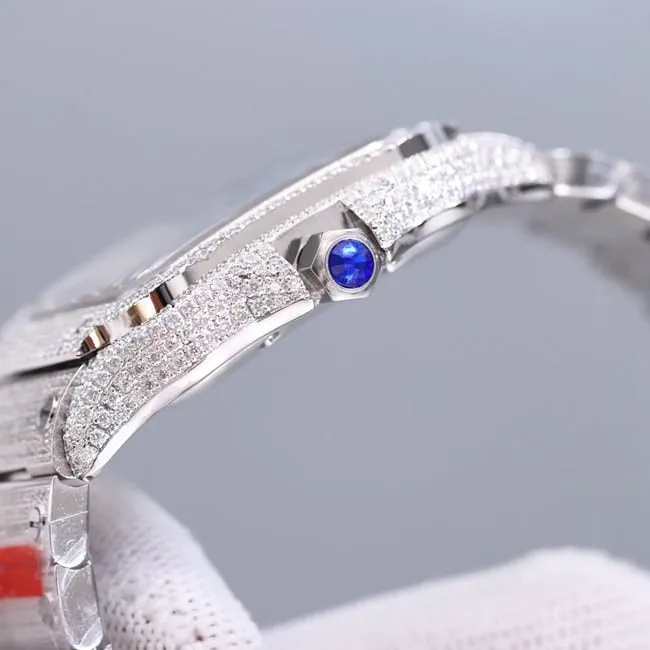 top-tier real diamond replicaCartier Santos Gypsophila blue dial watch front view