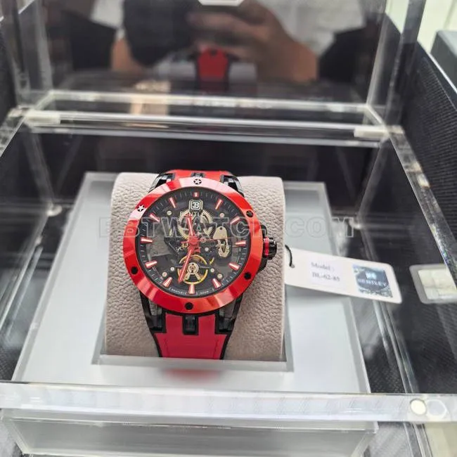 collectible watch Bentley BL-62 peak red rubber braceletfront live photo