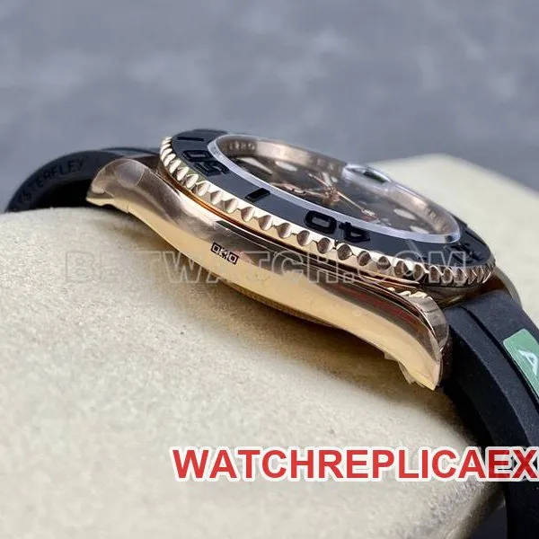 Rolex collectible watch ARF Factory Yacht-Master black dialrose gold case 42mm rubber caseback live photo