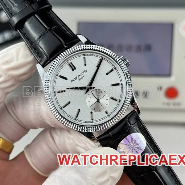 Patek Philippe collectible watch SDF factory classic silver gray plate nail pattern ring 39mmleather strap model side live photo