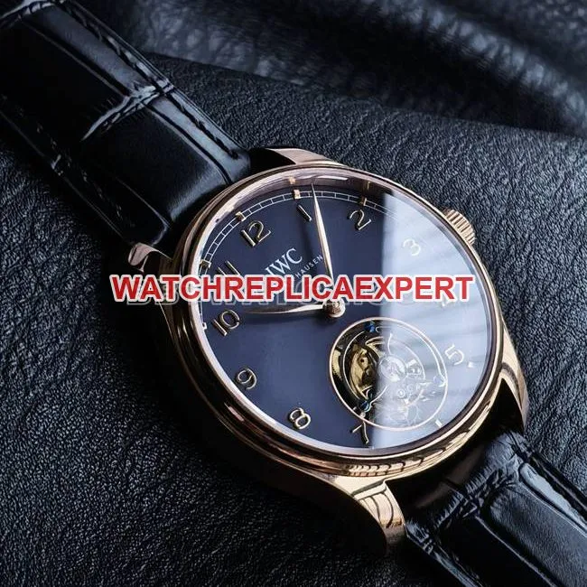 1:1replica watch TUR factory IWC Portugal rose goldblue dialtourbillonbraceletlive photos