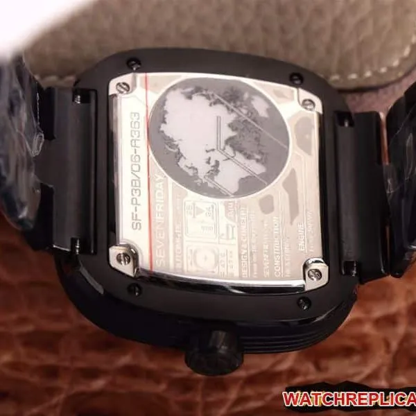 Seven day display five watch all black super cool hollow SEVENFRIDAY/automatic movement fashion men's watch Swiss steel bracelet large dial back cover picture
