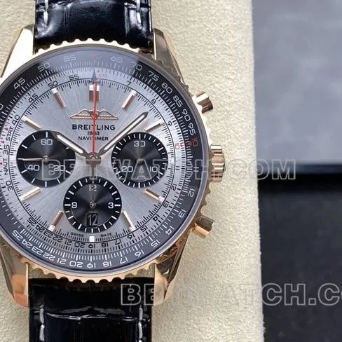 collectible watch aviation chronographBLS factory Breitlingrose gold silver gray plate leather strap model braceletlive photos