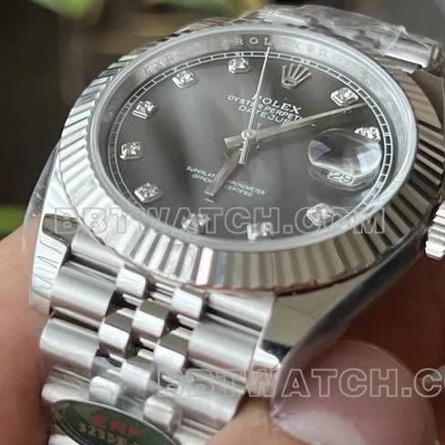 ERF Factory Rolex Log Gray Dial 3235 Mechanical 41mm Clasp Real Shot