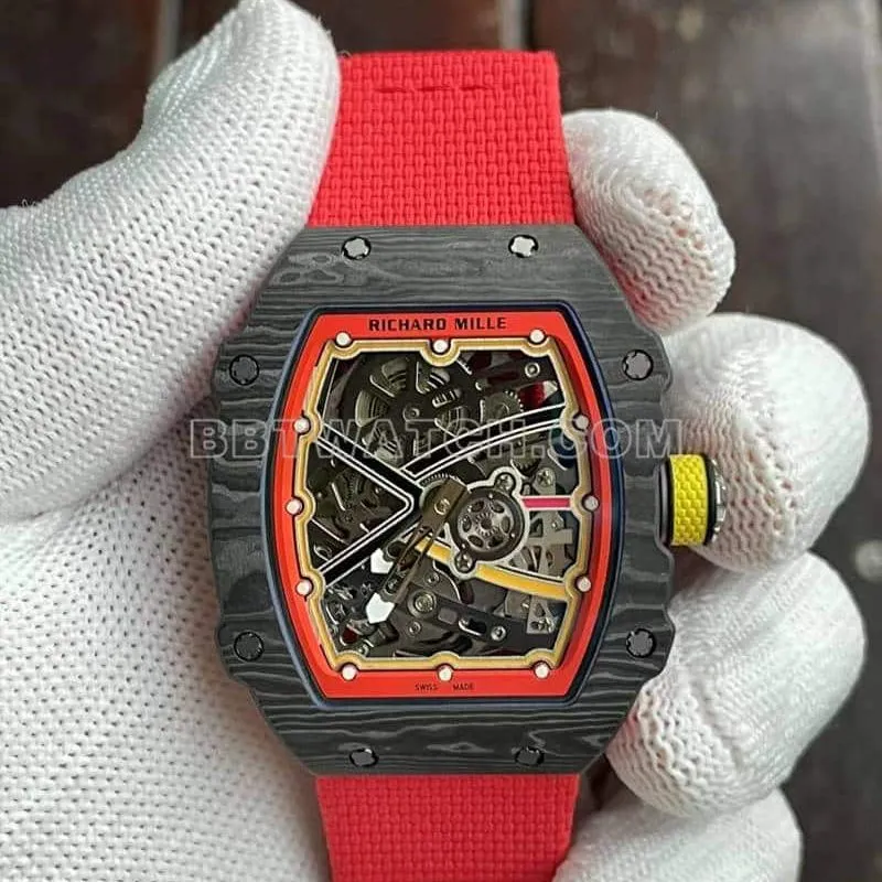 Richard Mille men's 1:1top-tier hollow plate red RM67-02side live photo