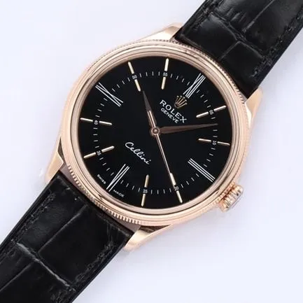 top-tierhigh-quality watch Rolex automatic movementleather strap Cellini series men's watch back cover picture