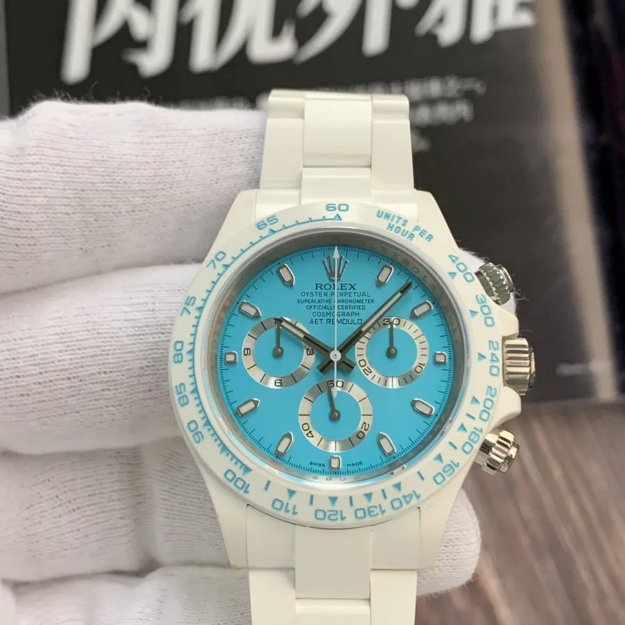 AET Factory Rolex Men's Daytonachronographtop-tier 1:1super watch blue dialceramic model braceletlive photos