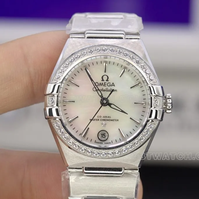 TW Omega collectible watches Constellation Women's 29mm Bezel Diamond Mother of Pearl Face