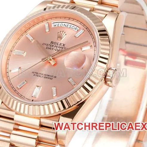 collectible watch Day-DatePPM factory Rolex mechanical pink dial rose goldside live photo