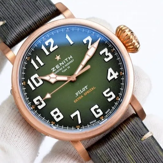 Big factory high-quality replicaxf Zenith watch newly upgraded bronze big fly big dial retro men's watchdetail shots
