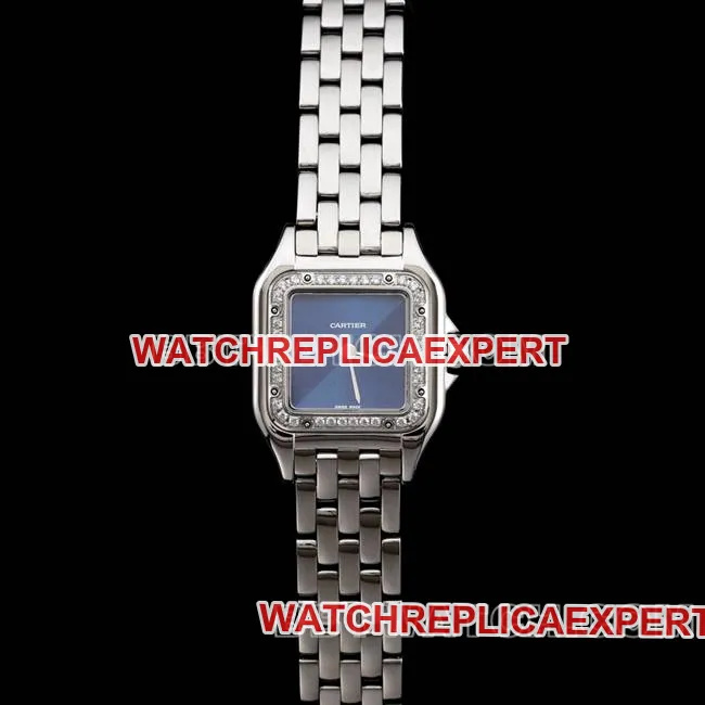 top-tier watch BBa factory cheetah Cartierblue dialdiamond bezelsteel braceletquartzfront live photo