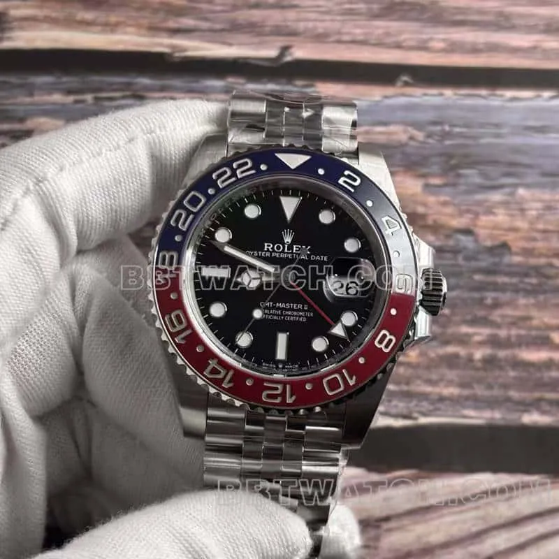 VSRolexGMT-Master1:1top-tier replicaPepsi bezelsteel bracelet model 126710clasplive photos
