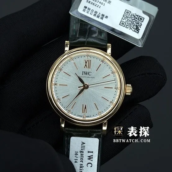 IWC Portofino top-tier watch ladies dial gold needle leather strap model pictures and prices clasplive photos