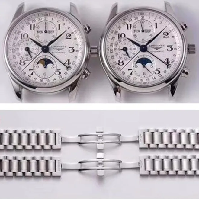 top-tier replicaLongines watch kl factory perfect work famous craftsman eight-pin moon phase true and false comparison evaluation dial picture