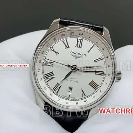 TW factory Longines watchmaking tradition top-tier silver dial black hour markers leather strap model front live photo