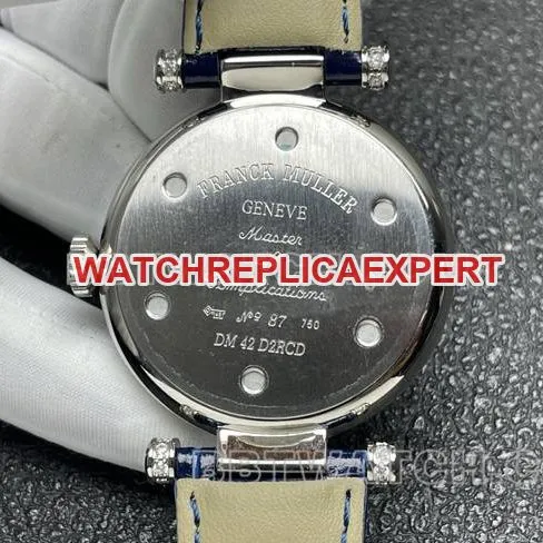 Frank Muller 1:1replica watch quartzABF factory diamond bezel blue leather braceletside live photo