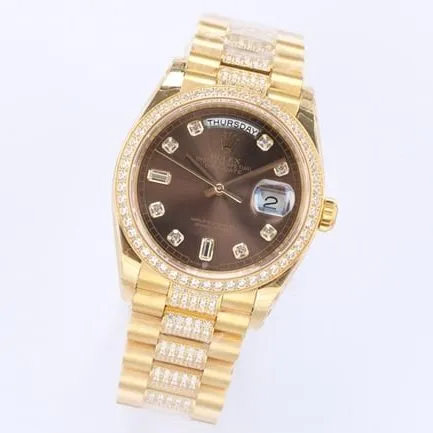 EW Factorytop-tier watch Rolex men's gold plate day displayDatejustautomatic movementsteel bracelet watch side view