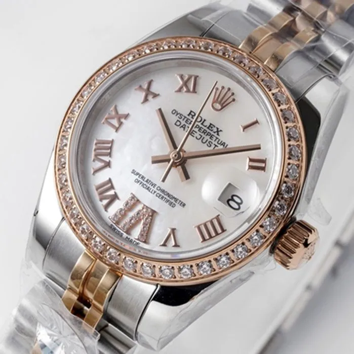 top-tier watch Rolex women's white dialDatejuststeel bracelet watch bracelet picture