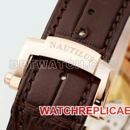 collectible watch NautilusDDF factory Patek Philippe brown plate leather bracelet5711caseback live photo