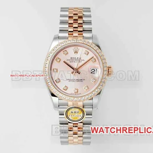 ARF FactoryRolex log 1:1top-tier replicarose gold disc diamond bezel31mm intergold five-grid chain link278381caseback live photo