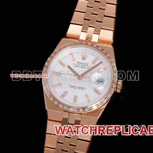 ES factory Rolex land type top-tier replicarose goldwhite dialdiamond bezel127285movementlive photos